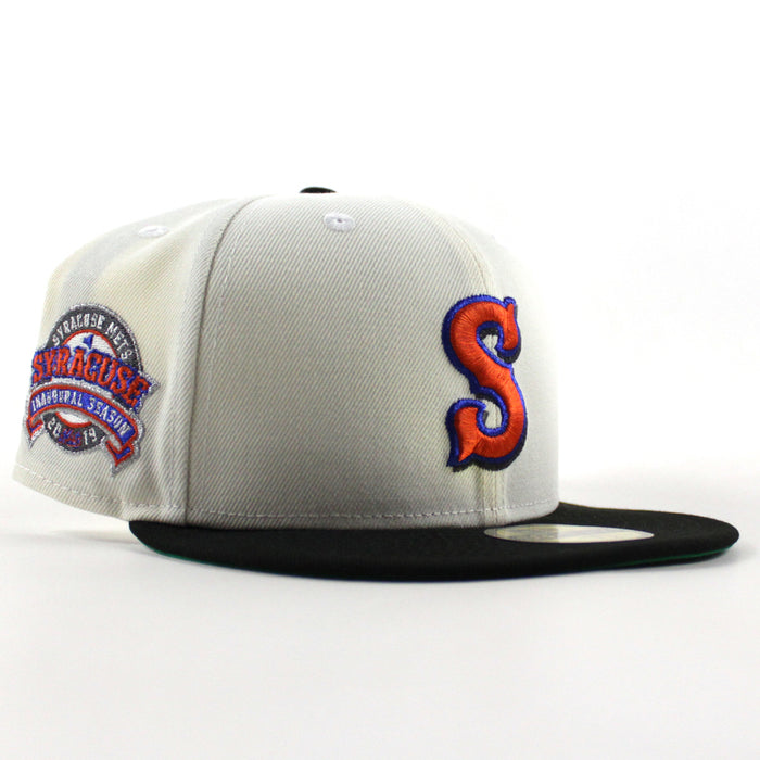 Syracuse Mets Inaugural Season New Era 59Fifty Fitted Hat (Chrome White Black Green Under Brim)