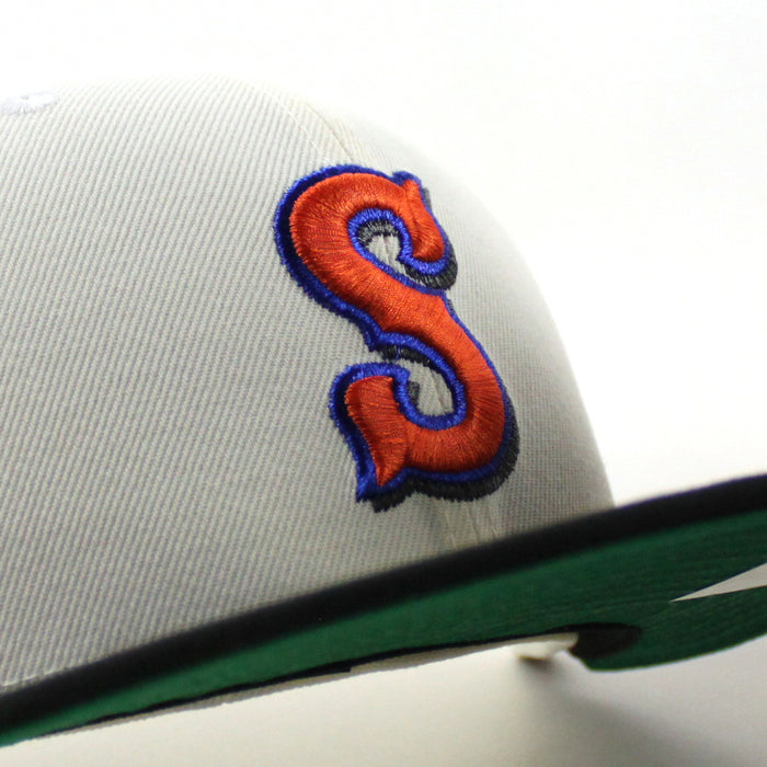 Syracuse Mets Inaugural Season New Era 59Fifty Fitted Hat (Chrome White Black Green Under Brim)