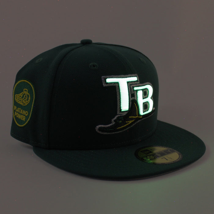 Tampa Bay Devil Rays Platanos Power New Era 59Fifty Fitted Hat (Dark Green Gray Under Brim)