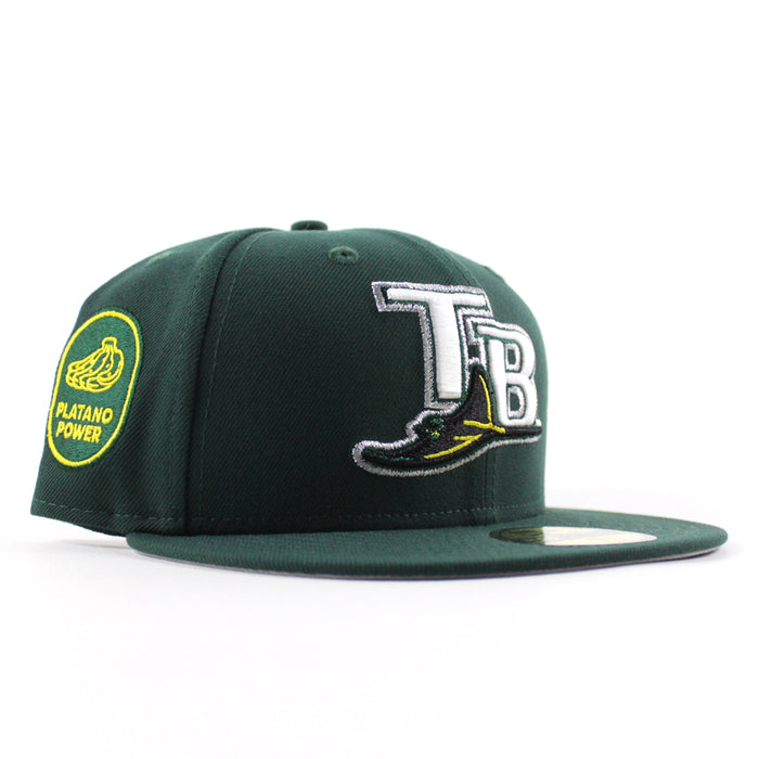 Tampa Bay Devil Rays Platanos Power New Era 59Fifty Fitted Hat (Dark Green Gray Under Brim)