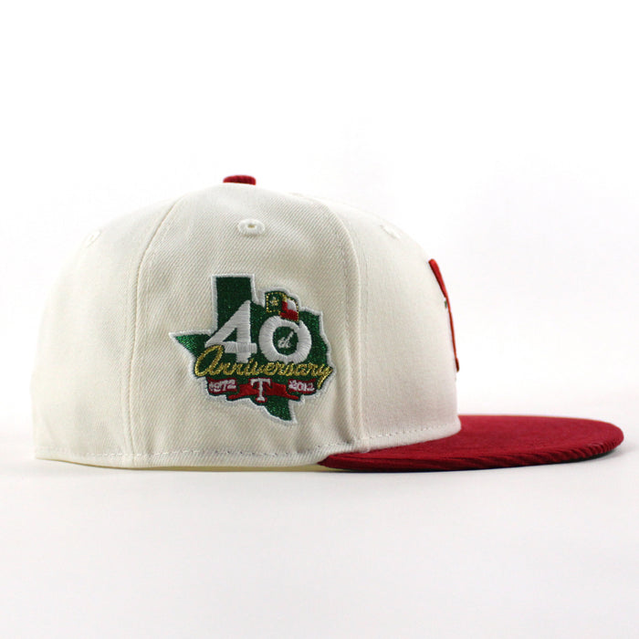 Texas Rangers 40th anniversary New Era 59Fifty Fitted Hat (Chrome White Scarlet Red Green Under Brim)