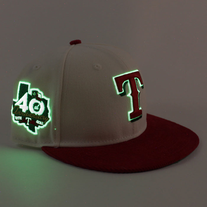 Texas Rangers 40th anniversary New Era 59Fifty Fitted Hat (Chrome White Scarlet Red Green Under Brim)