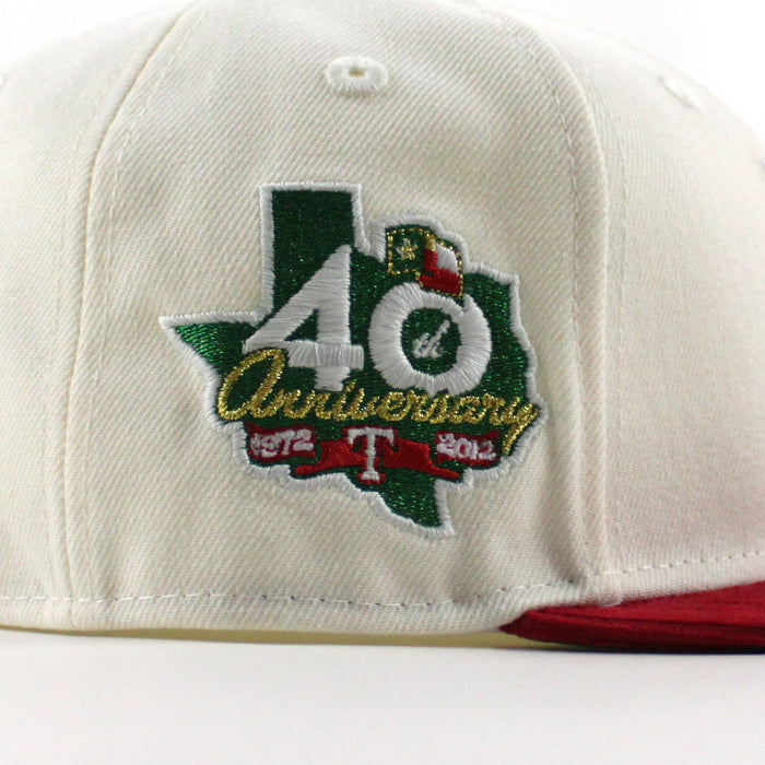 Texas Rangers 40th anniversary New Era 59Fifty Fitted Hat (Chrome White Scarlet Red Green Under Brim)