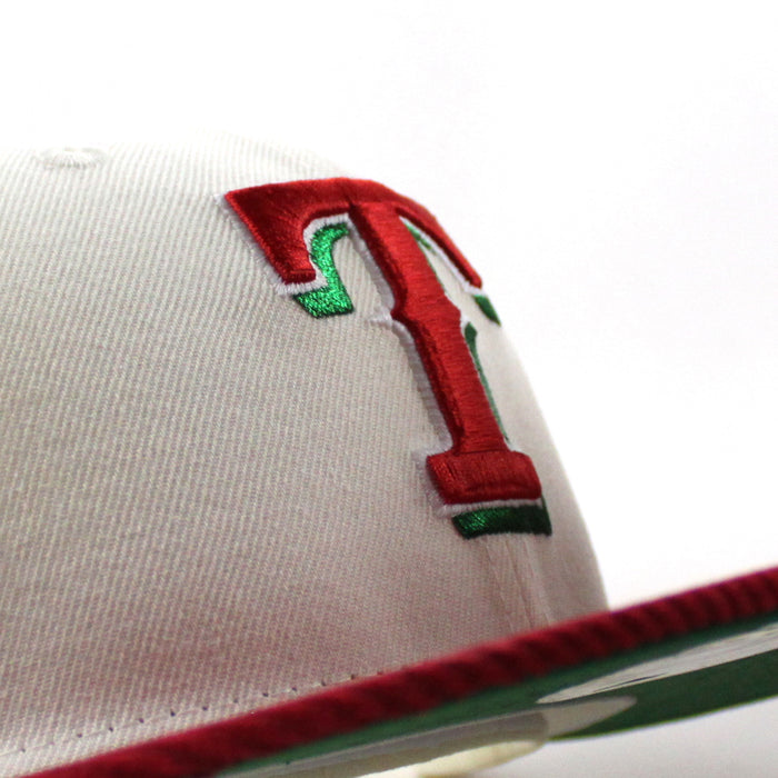 Texas Rangers 40th anniversary New Era 59Fifty Fitted Hat (Chrome White Scarlet Red Green Under Brim)