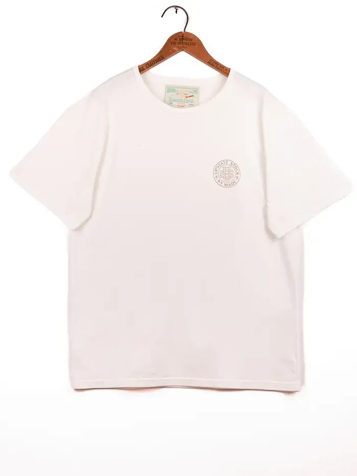 The 50/50 Upcycled Cotton Shirt -   Us Collegiate Logo White
