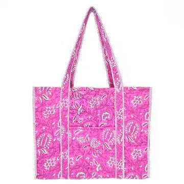 The Annie Quilted Block-Printed Tote Bag-6 Colors