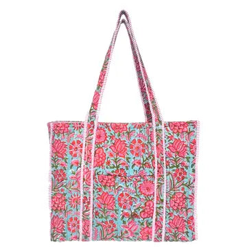 The Annie Quilted Block-Printed Tote Bag-6 Colors