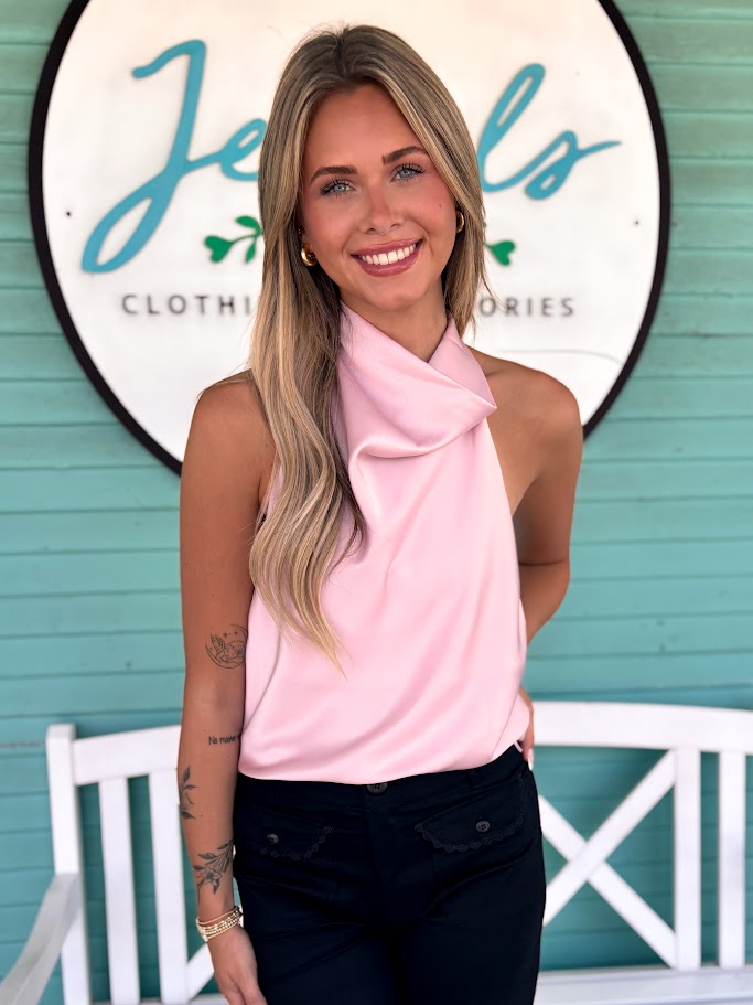 The Banks Halter Cowl Tank-Pink