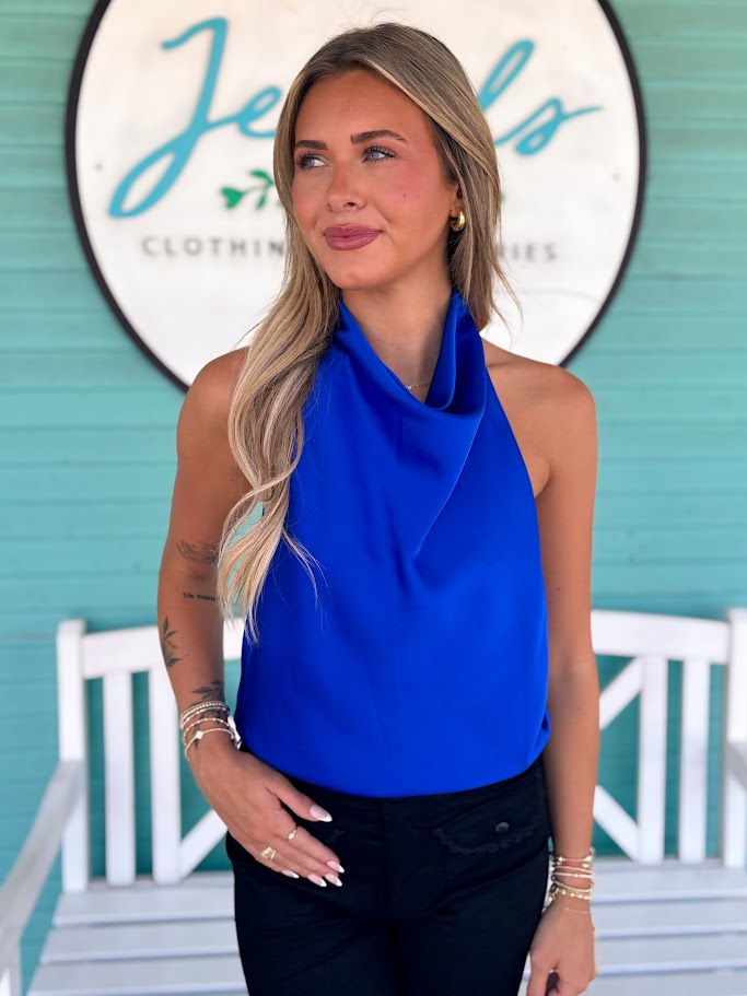 The Banks Halter Cowl Tank-Royal