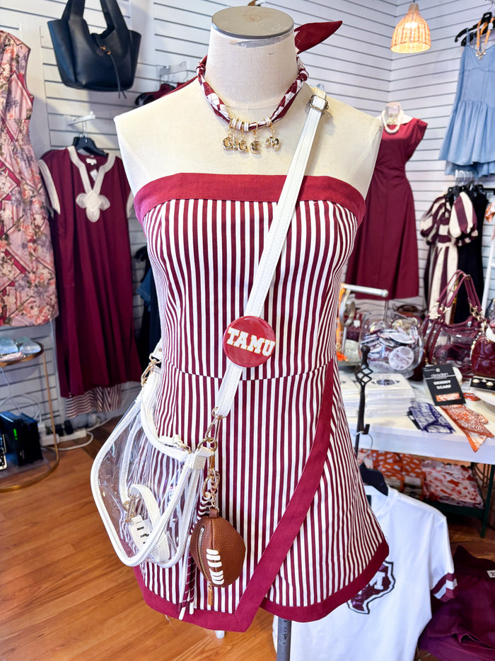 The Brynn Stripe Tube Romper-Maroon