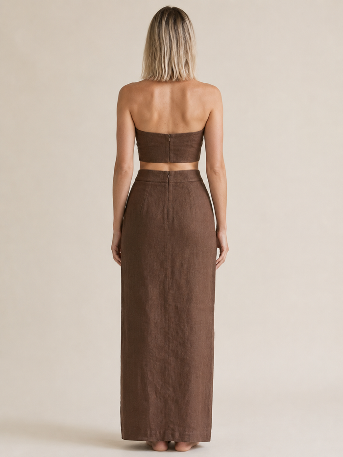 The Chocolate Bandeau Maxi Skirt Set secondary view