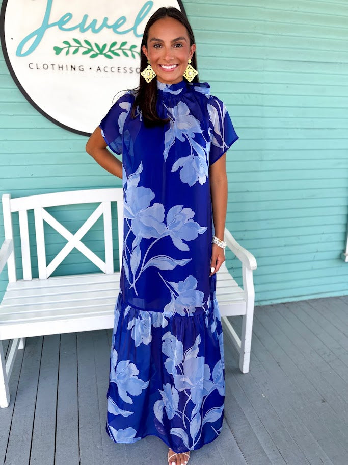 royal blue floral maxi