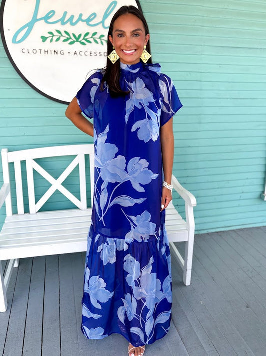 royal blue floral maxi