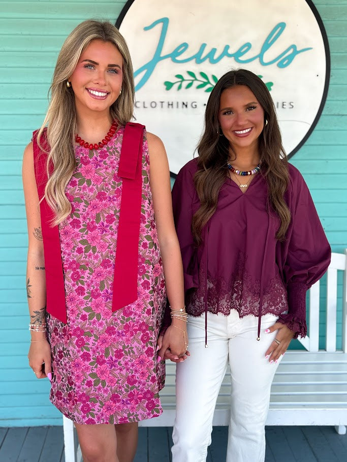 The Eloise Lace Top-Wine