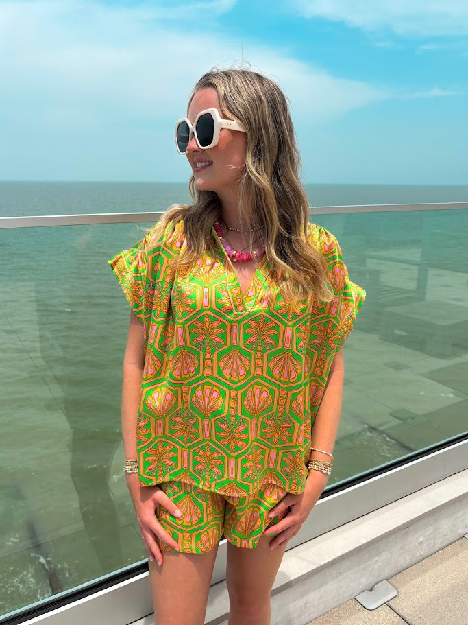 The Emerson Shirred Set-Green