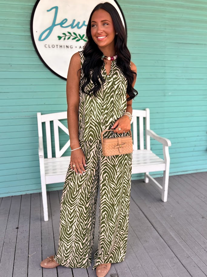 The Haley Zebra Set-Olive