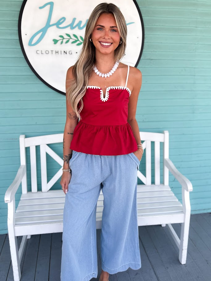 The Jenson Scalloped Pant-Light Denim