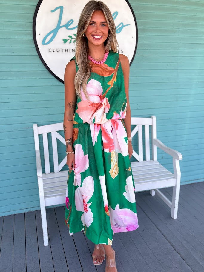 green floral skit set