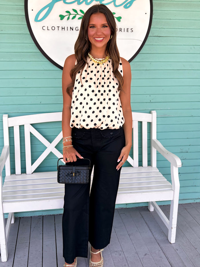 The Kitty Polka Dot Top-Off White