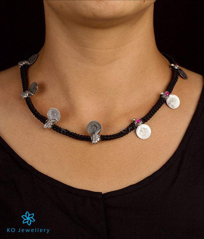 Oxidised silver antique temple ornaments