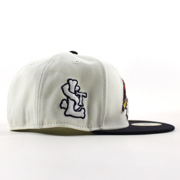 The Lue St. Louis Cardinals The Lou STL Patch New Era 59Fifty Fitted Hat (Chrome White Navy Gray Under Brim)