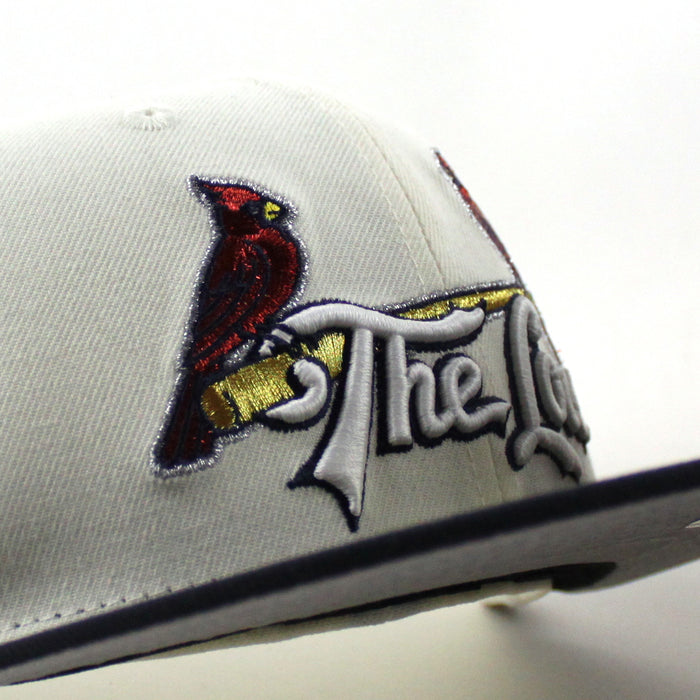 The Lue St. Louis Cardinals The Lou STL Patch New Era 59Fifty Fitted Hat (Chrome White Navy Gray Under Brim)