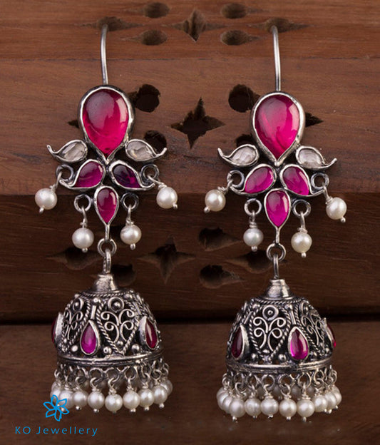 The Mrinalini Silver Jhumka (Oxidised/Hook)