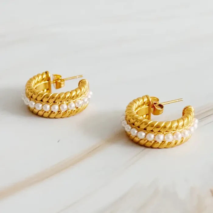The My Lady Pearl Mix Hoop-Gold