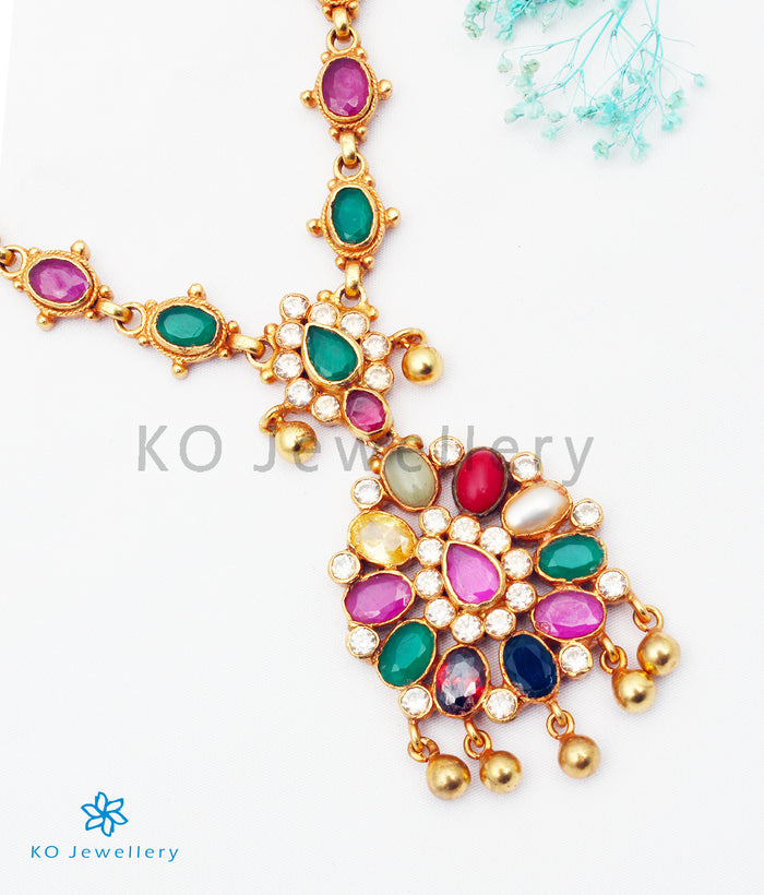 The Navratna Silver Necklace