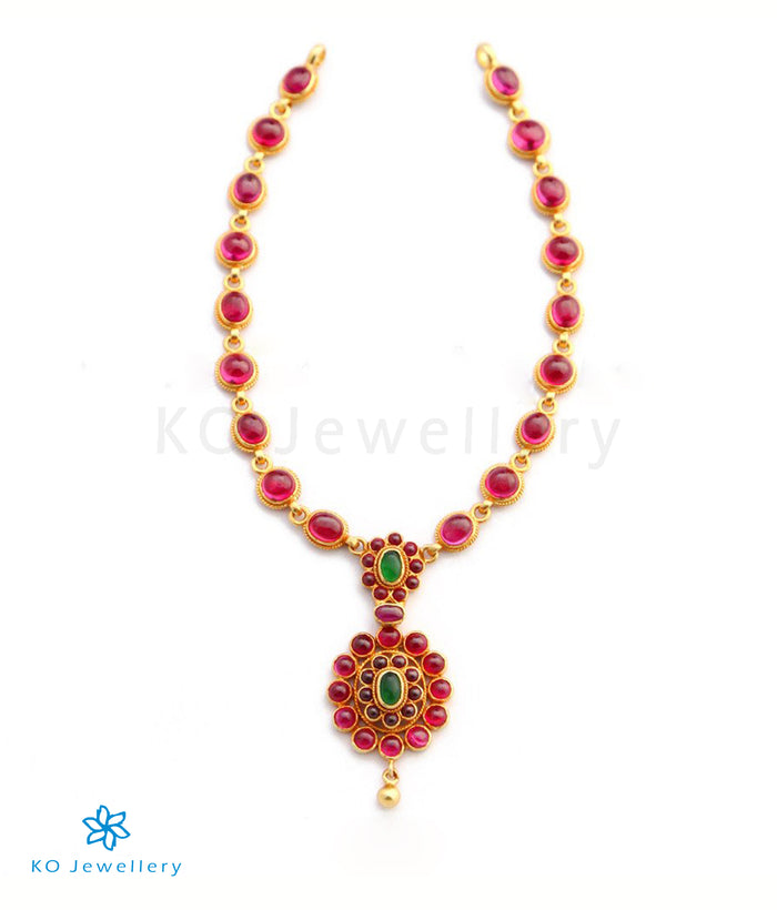 The Pranuthi Silver Kempu Necklace