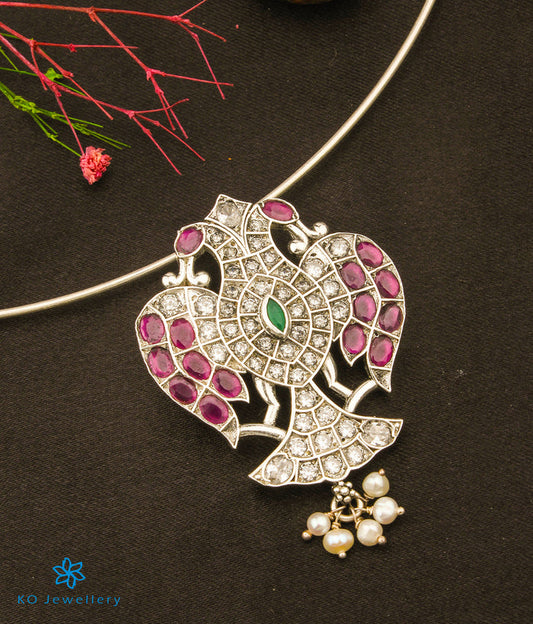 The Ramyati Silver Gandaberunda Pendant (Red)