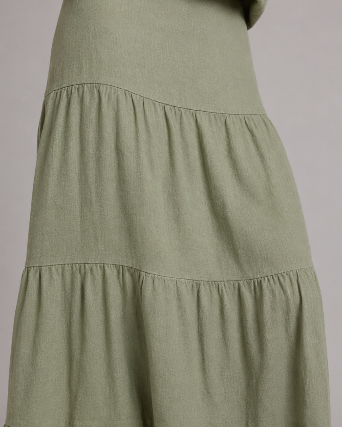 The Sage Tiered Maxi Skirt Set fabric detail