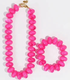 The Sugar Bead Necklace-Fuchsia