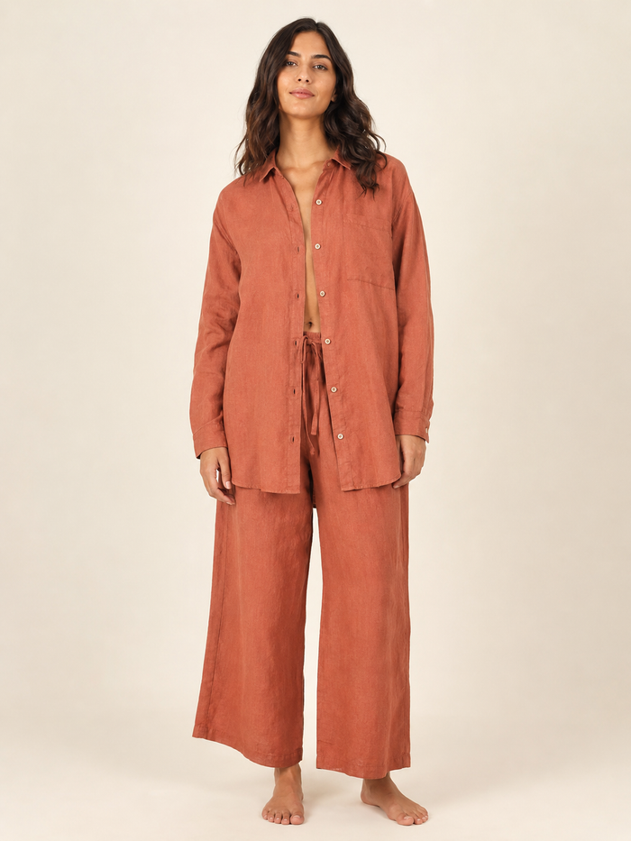 The Terracotta Longline Shirt Set front view