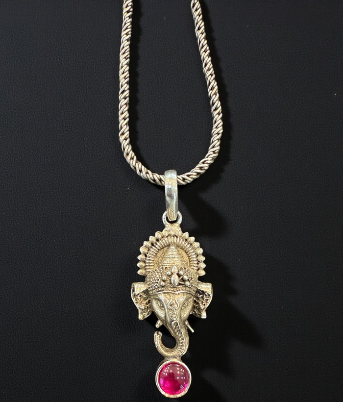 The Vinayaka Silver Ganesha Pendant (Oxidised)