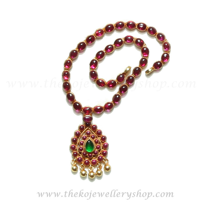 kempu necklace silver in gold plating traditional design