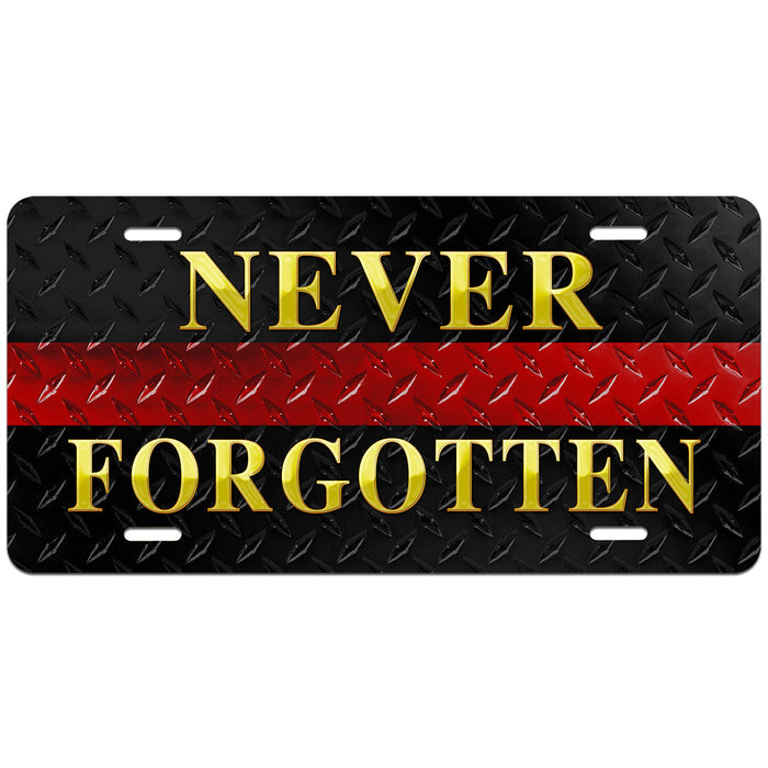 Firefighter tribute diamond-plated vehicle plate