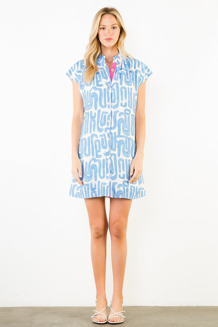 (THML) The Chelsie Printed Dress-Light Blue