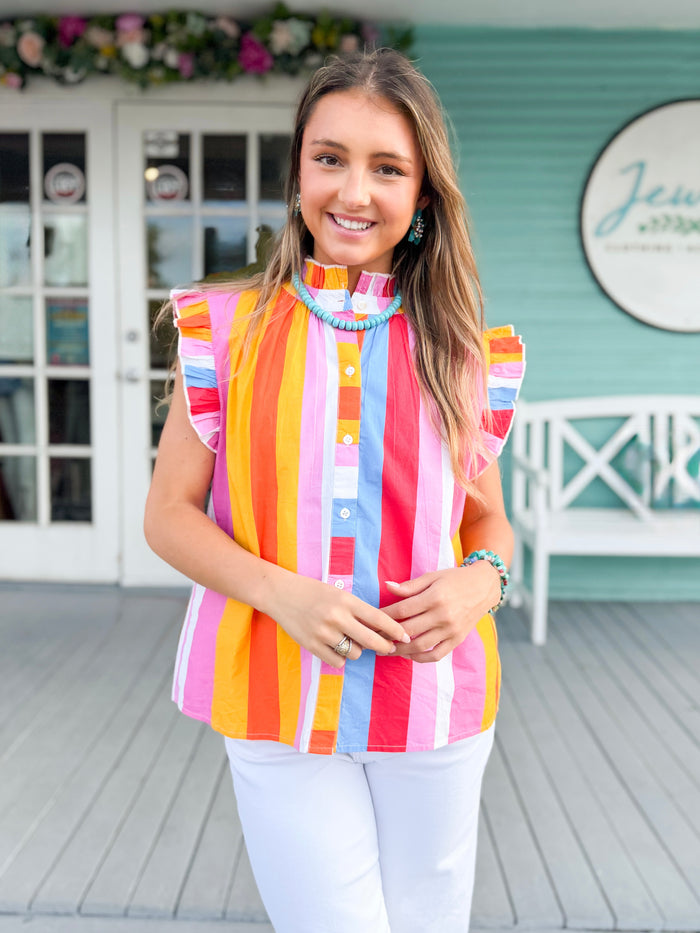 (THML) The Joilee Colorful Top-Pink