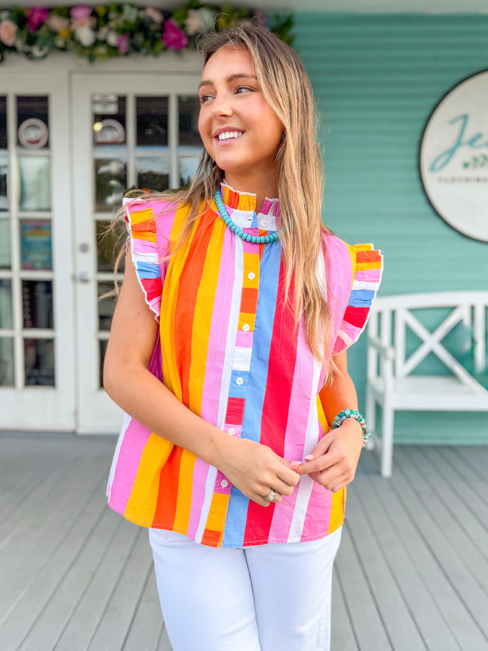 (THML) The Joilee Colorful Top-Pink