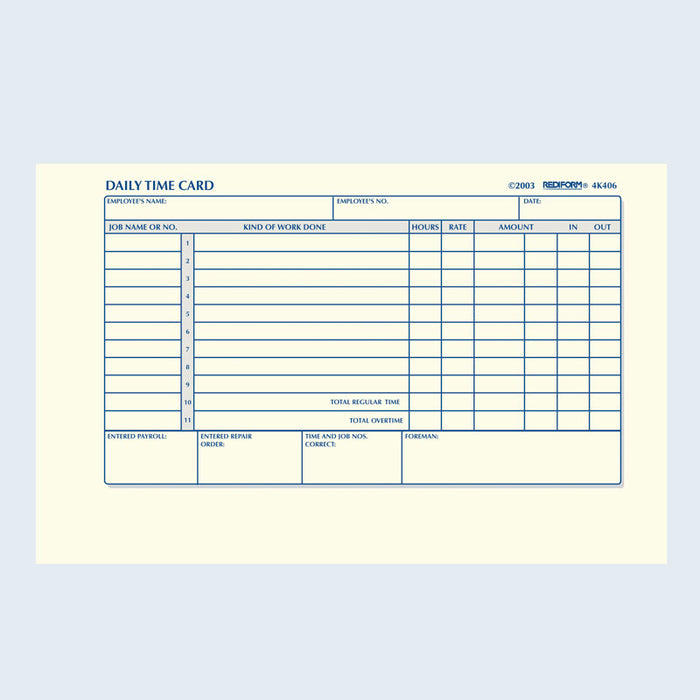 Time Card Pad 4K406