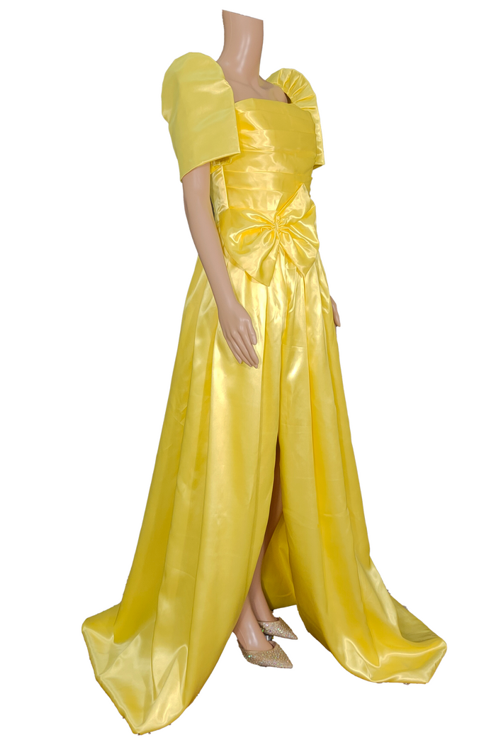 Yellow Duchess Filipiniana Gown with Slit