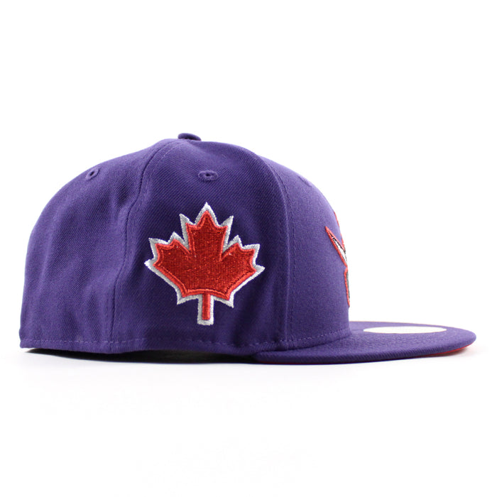 Toronto Raptors Maple Leaf Patch New Era 59Fifty Fitted Hat (Purple Red Under Brim)