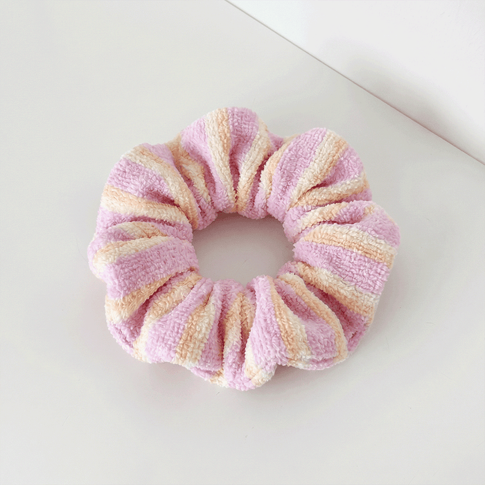Pink, orange and yellow striped Scrunchie.
