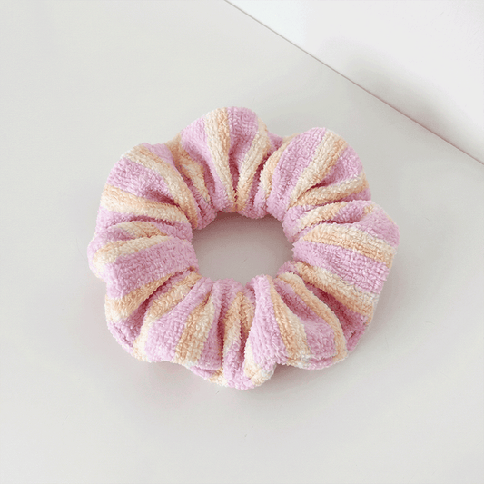 Pink, orange and yellow striped Scrunchie.
