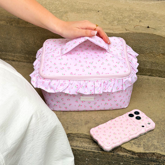 Ditsy Floral Pink Vanity Case with Wavy Phone Case matching