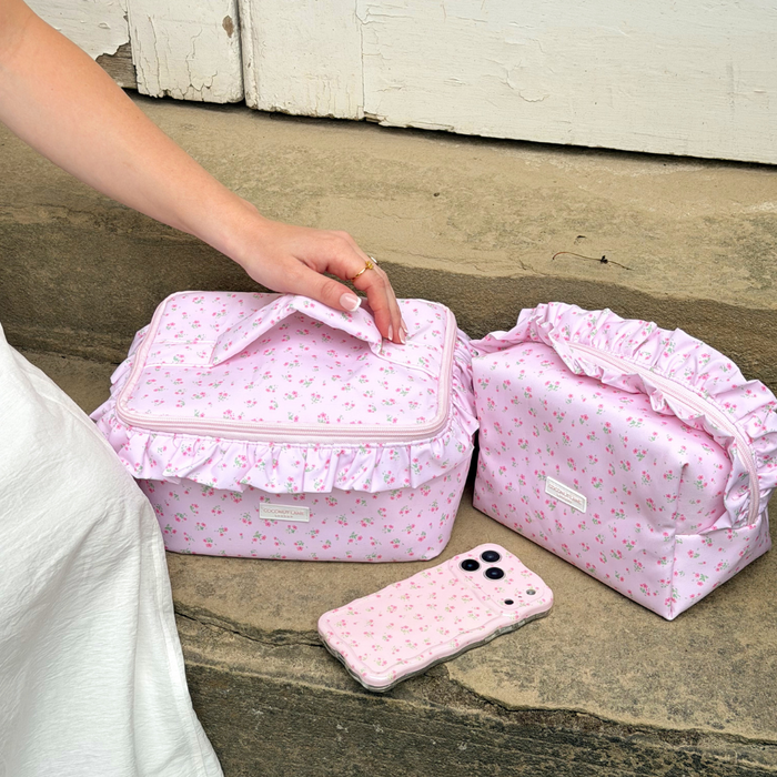 Group image of ditsy floral pink ruffles