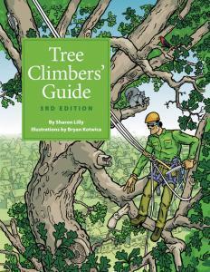Cover of Tree Climbers' Guide 3rd Edition showing illustrated climber using safety gear on large tree branches