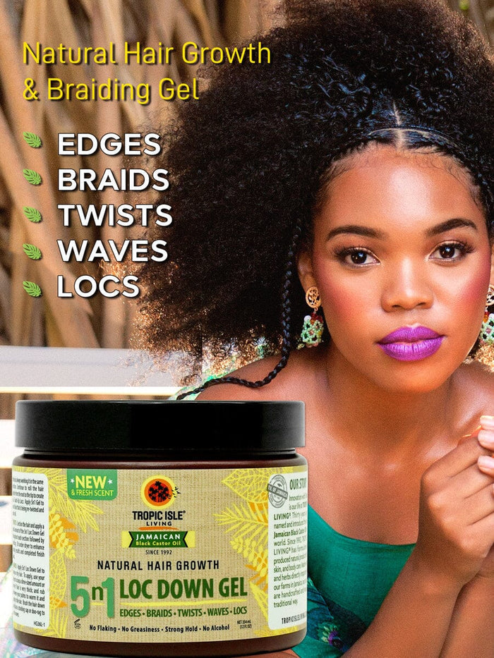 TROPIC ISLE LIVING Jamaican Black Castor Hair Growth 5 in 1 Loc Down Gel (12oz)