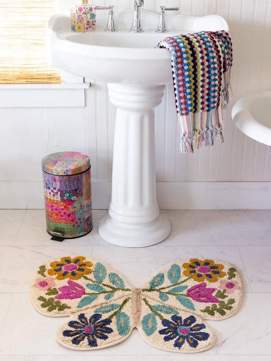 Tufted Cotton Bath Mat - Cream Butterfly-view 1